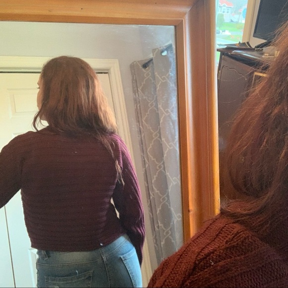 URBAN HERITAGE plum crop long sleeve sweater size large - Picture 6 of 11